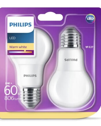 Philips Led Plast 60w  Standard  Varm Hvid Mat  E27  Ikke Dæmpbar    Stk 8718696576830
