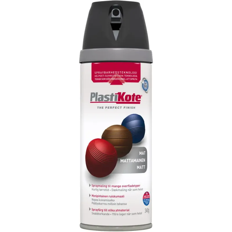 Plasti-kote Twist  Mat 23101 Ral 9005 Sort 400ml