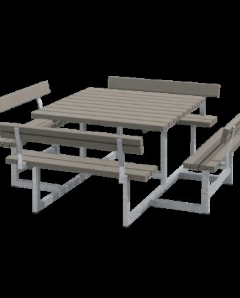 Plus Picnic Bord Bænkesæt     Ryglæn 224 Cm Gråbrun 188812-18