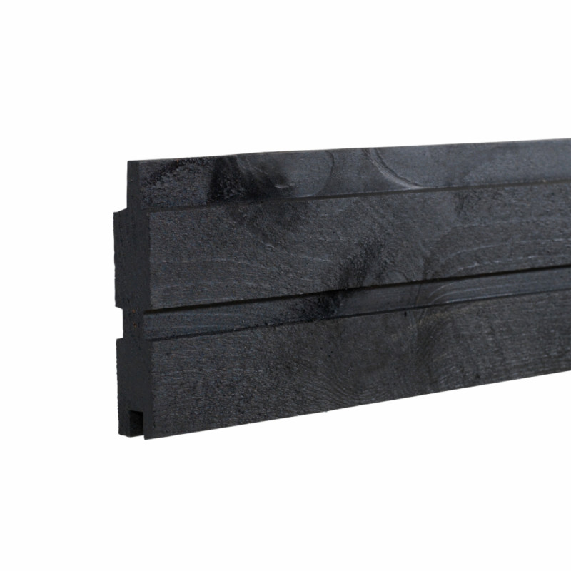 Plus Plank Løsdel Til Plankeværk Profilbræt 25x140mmx177cm Sortgrundet 17760-15