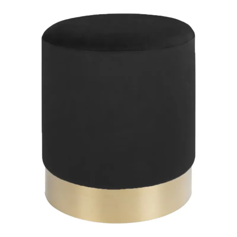 Puf Sort Velour Med Messing Farvet Kant Hn1207 1504024