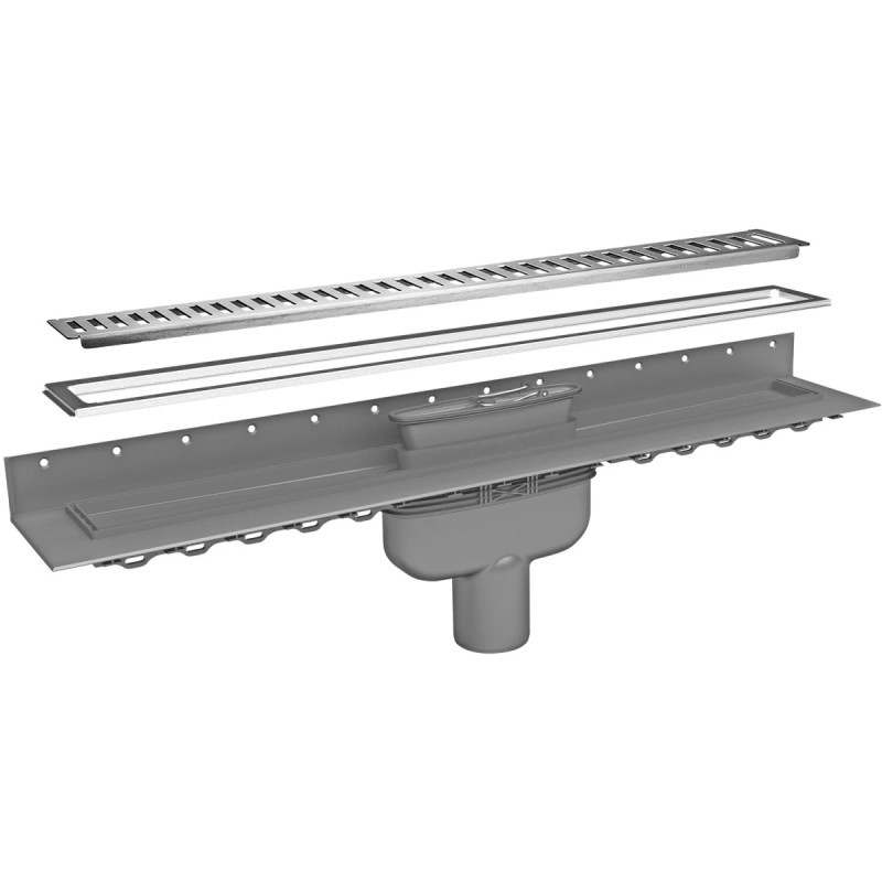 Purus Afløbsrendesæt 800mm Rib ø75 Mm Lodret