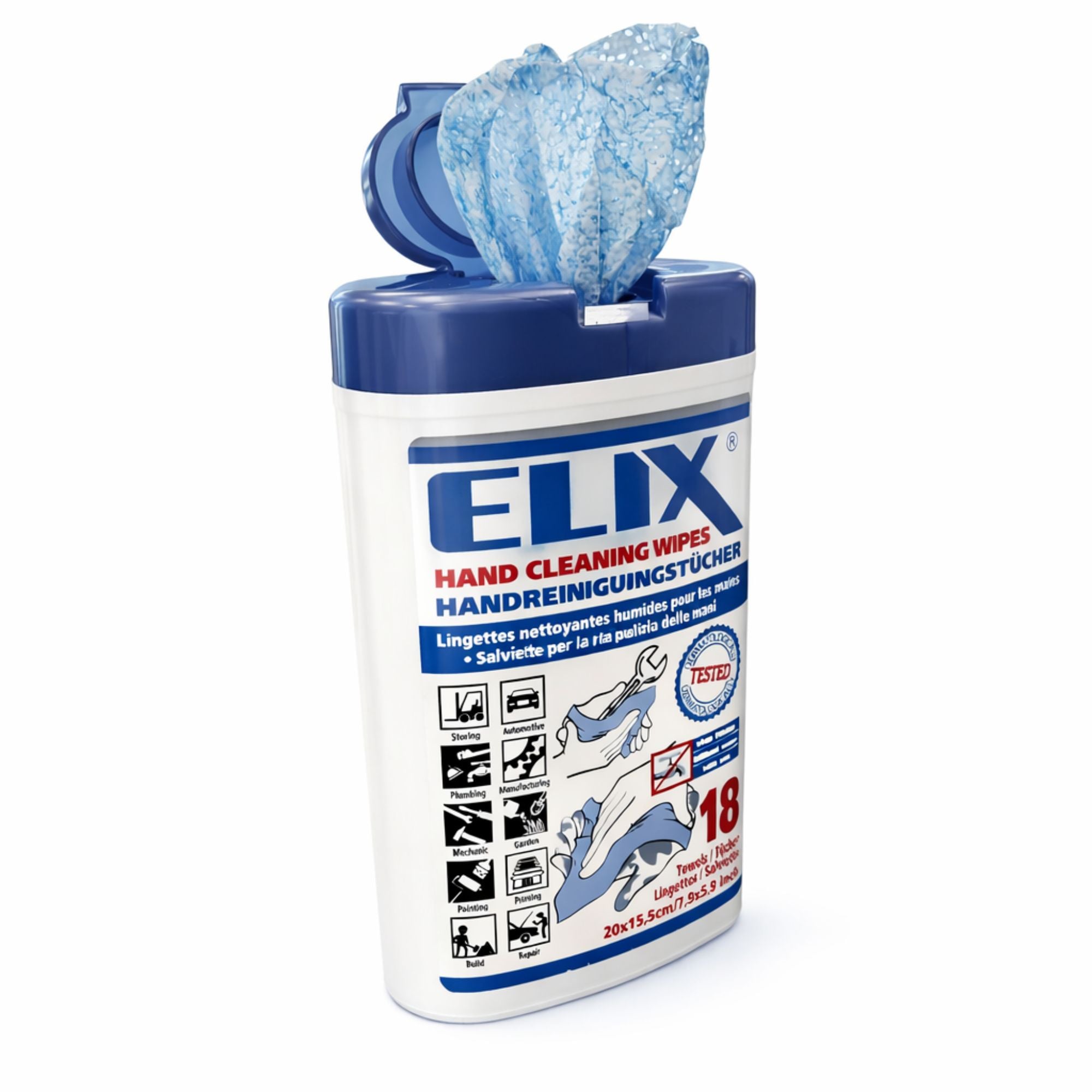 Renseservietter Til Værksted Elix Hand Cleaning Wipes 18 Stk