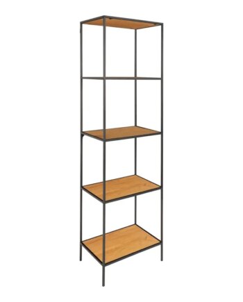 Reol Med Sort Ramme Og    Egetræslook Hylder 51x36x170 Cm 3001075
