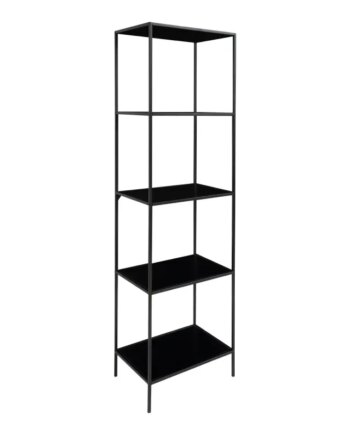 Reol Med Sort Ramme Og   Sorte Hylder 51x36x170 Cm 3001070