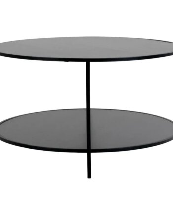 Rundt Sofabord Med Sort Ramme Og Sorte Bordplader ø80x45 Cm 2101510