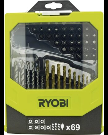 Ryobi Bor- Og Bitssæt Med 69 Dele