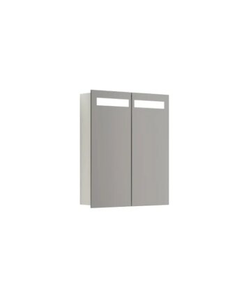 Scanbad Multo Spejlskab Global Lys   Top     Låger 70x60 Cm  Hvid Mat