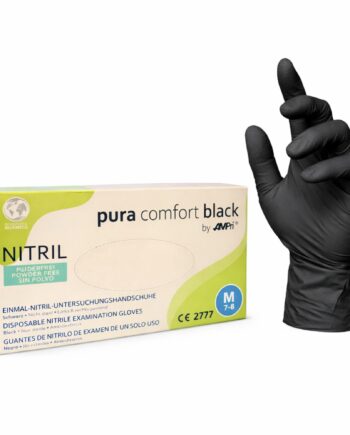 100 Stk  Pura Comfort Nitrilhandsker Sorte Størrelse