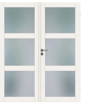 Swedoor Purity Gw3l Dobbelt Hvid Rammedør    Klart Hærdet Glas M15x21