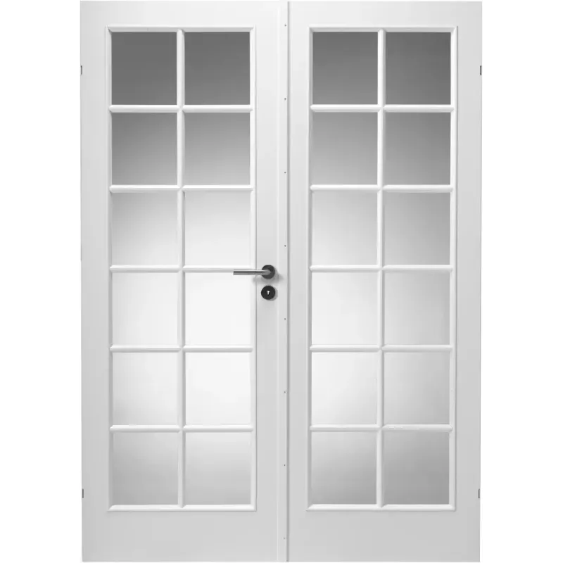 Swedoor Style Sp12 Sp12 Hvidmalet Dobbeltdør Celle   Glas M15x21   72   72 5x204cm
