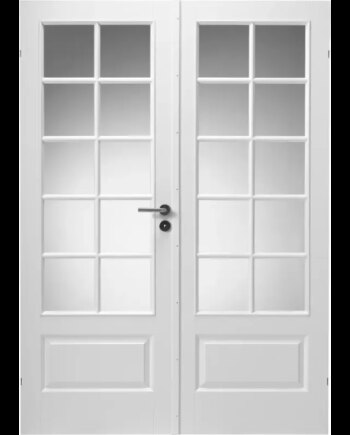 Swedoor Style Sp10 Sp10 Hvidmalet Dobbeltdør Celle   Glas M17x21   82   82 5x204cm