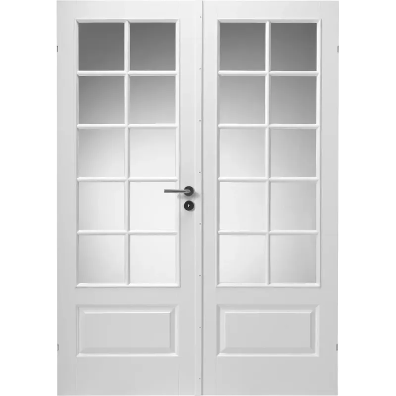 Swedoor Style Sp10 Sp10 Hvidmalet Dobbeltdør Celle   Glas M15x21   72   72 5x204cm
