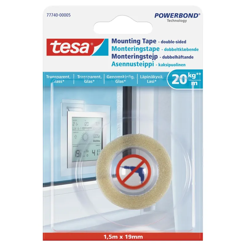 Tesa Monteringstape Til Transparente Overflader Og Glas  20 Kg    Rulle