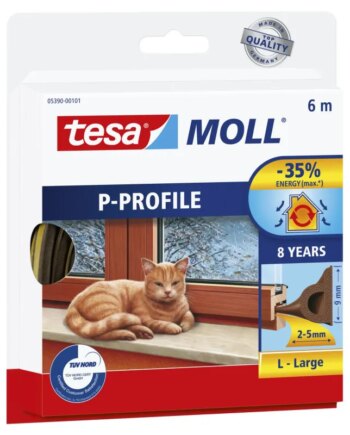 Tesa Tætningsliste  -profil Gummi Brun     9mmx6m