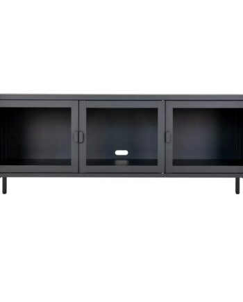 Tv-bænk   Sort Med Glaslåger 40x130x55 Cm 3001055