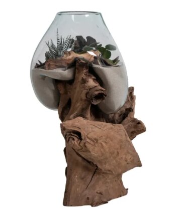 Vanddråbe   Glas Med Træfod H50 Cm 4501052