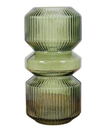 Vase   Grøn Glas ø12x24   Cm 4441070