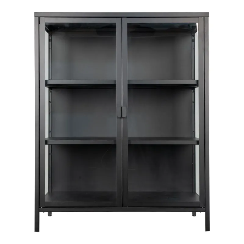 Vitrineskab   Sort Med Glaslåger 40x80x101   Cm 3001045
