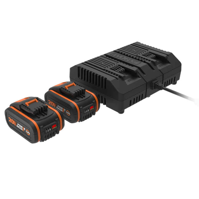 Worx 20v Ah Batterisæt Med Dobbeltlader Wa3611