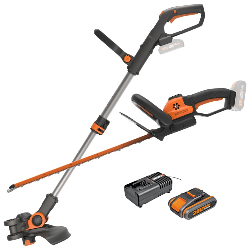 Worx 20v Powershare Græstrimmer Hækkeklipper Sæt Wg918e