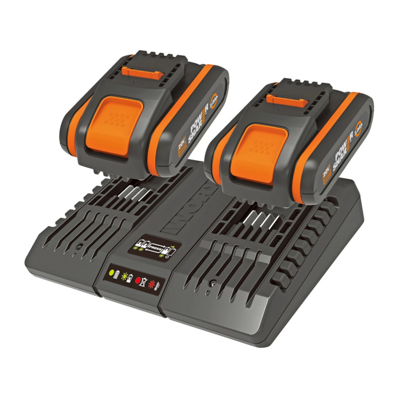 Worx 20v Startsæt Ah Batteri Dobbeltlader Wa3610