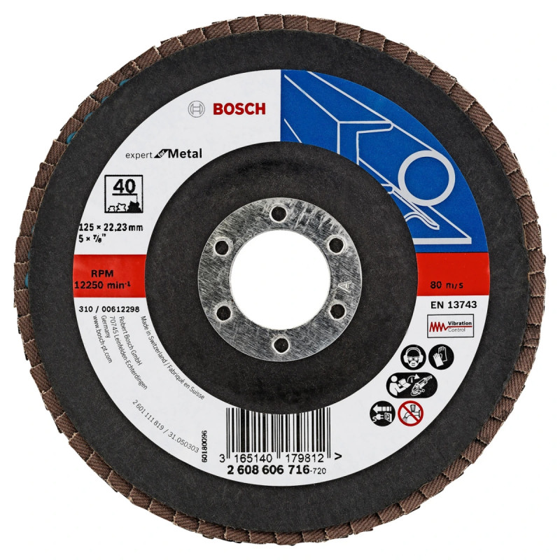 Bosch Lamelslibeskive  :  125x22mm K40 Skrå 2608606716