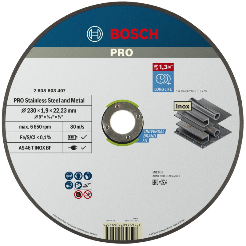 Bosch Skæreskive Exp Inox 230x1 9mm Lige 2608603407