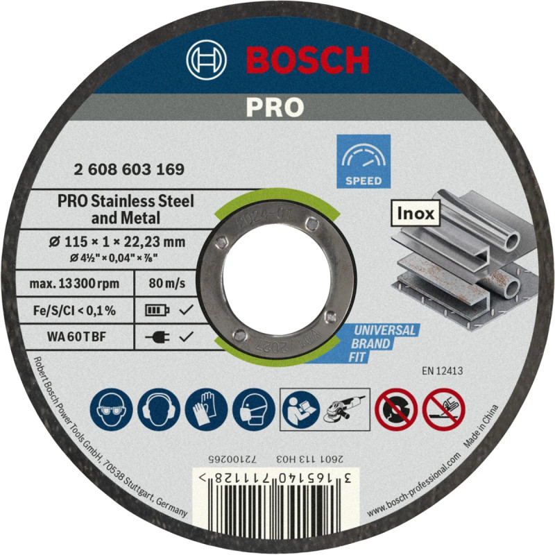 Bosch Skæreskive Inox 115x1 0mm Std 2608603169