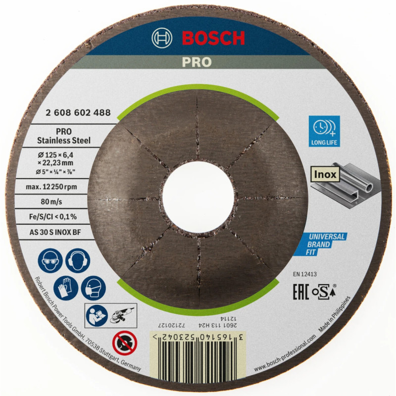 Bosch Slibeskive Inox 125x6mm 2608602488