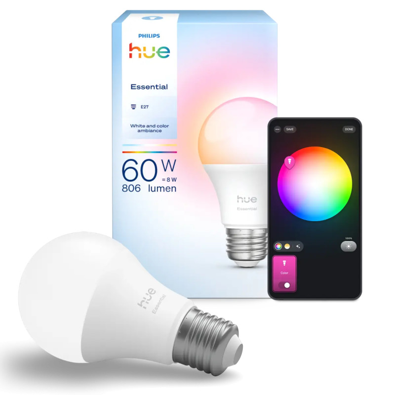 Philips Hue Essential White And Color Ambiance A60 Led Pære E27 806 Lm 8w  -pak
