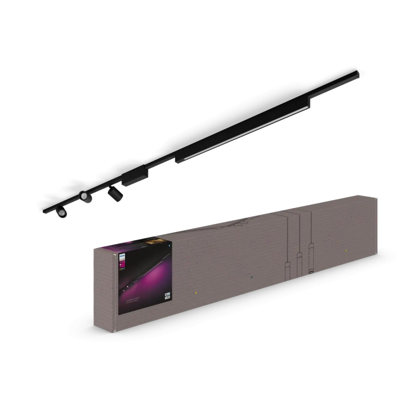 Philips Hue Perifo White And Color Ambiance Loftskinnesæt Sort Med   Cylinder Spots Og Lysbar