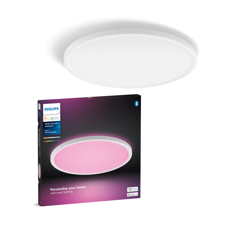 Philips Hue Tento White And Color Ambiance Rundt Led Loftpanel Hvid 42   Cm