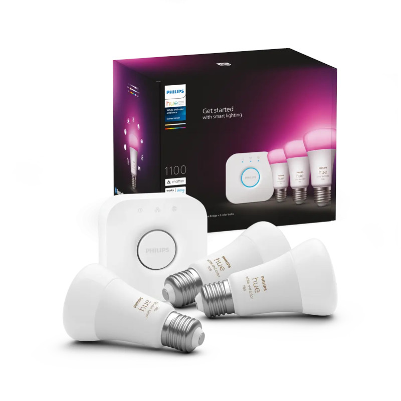 Philips Hue White And Color Ambiance A60 E27 Startsæt 1100 Lm 9w  -pak