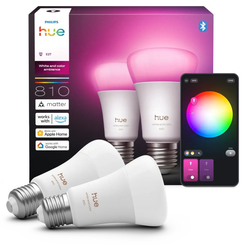 Philips Hue White And Color Ambiance A60 Led Standardpære E27 810 Lm  -pak