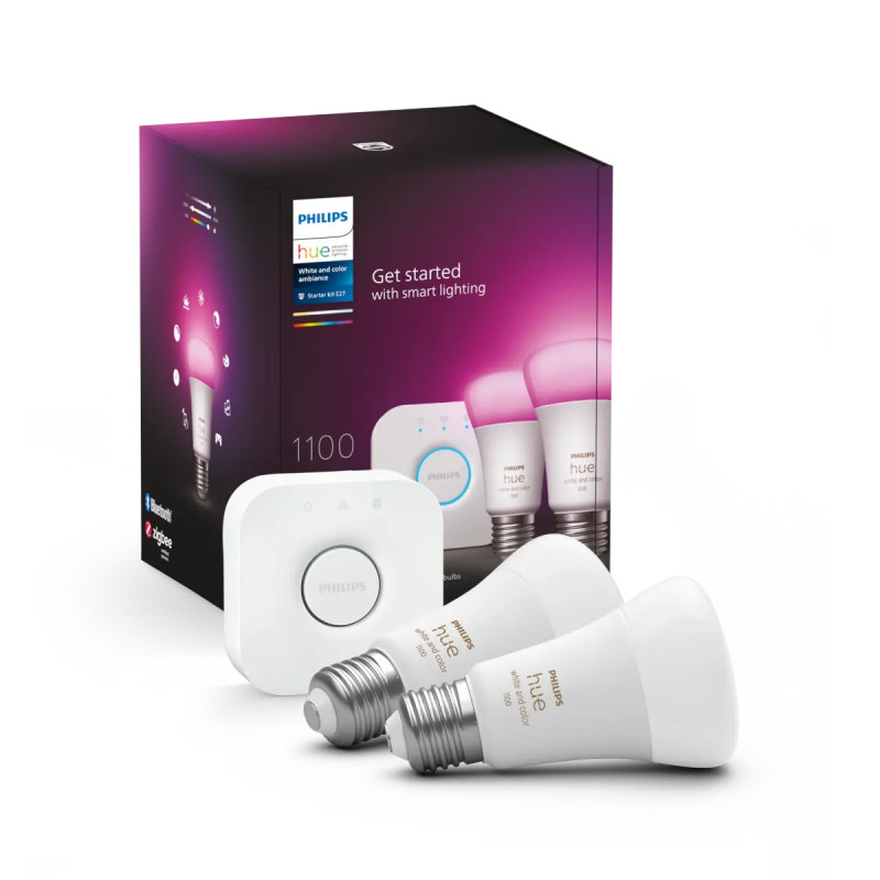 Philips Hue White And Color Ambiance Startsæt Med   A60 E27 Pærer 9w