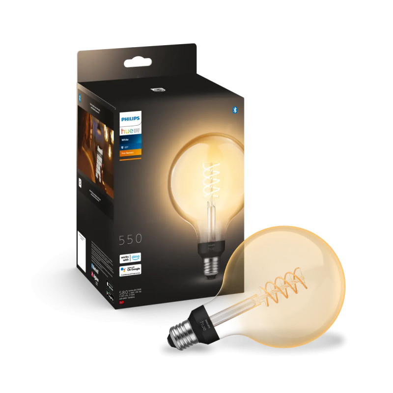 Philips Hue White Filament Led Stor Globe G125 E27 7w