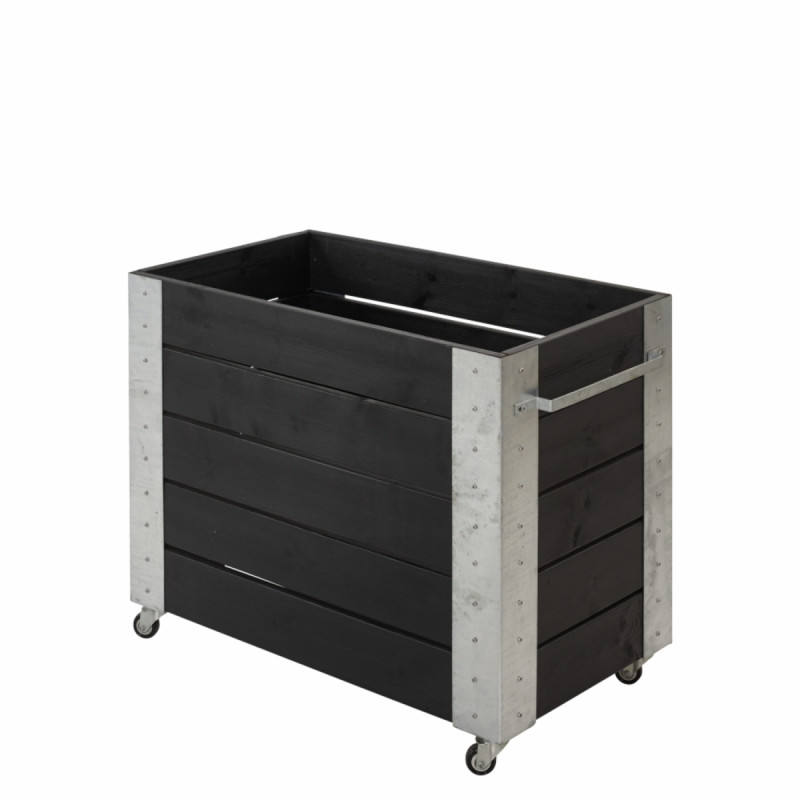 Plus Cubic Blomsterkasse 87x50x70cm   Hjul Sort 18244-15