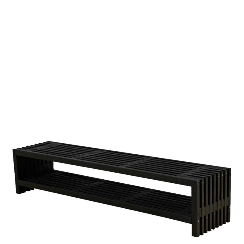Plus Rustik Trallebænk Design 218x49x45cm   Hylde Sort