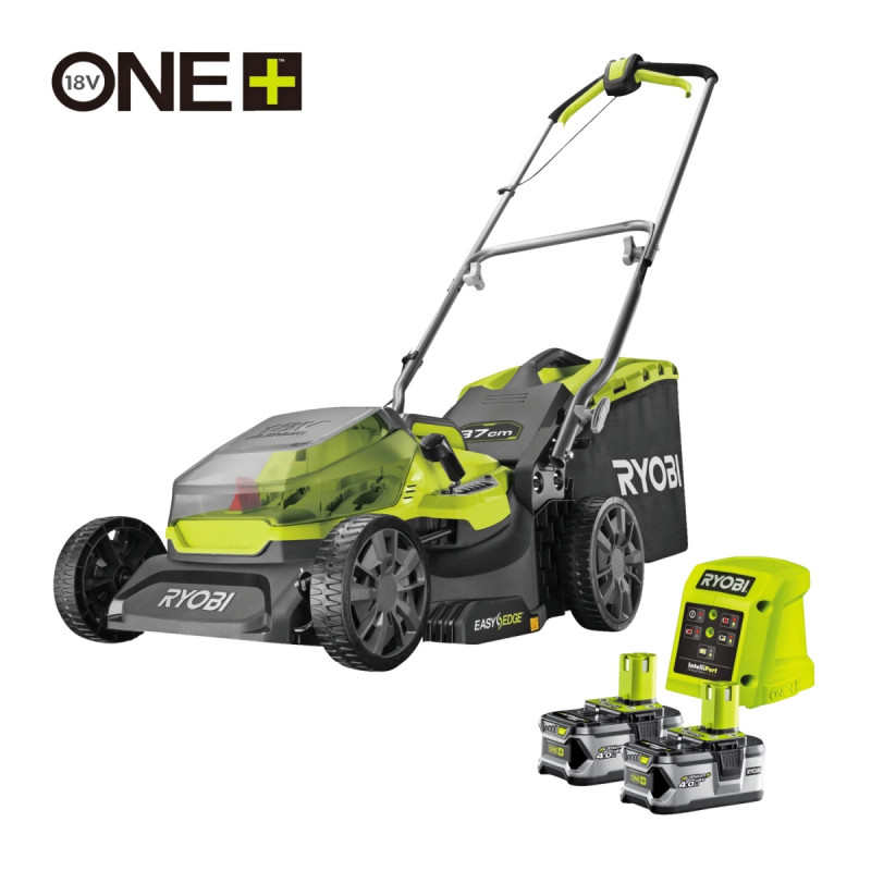 Ryobi 18v Plæneklipper 37 Cm   Stk      Ah Batteri   Lader Ry18lm37a-240