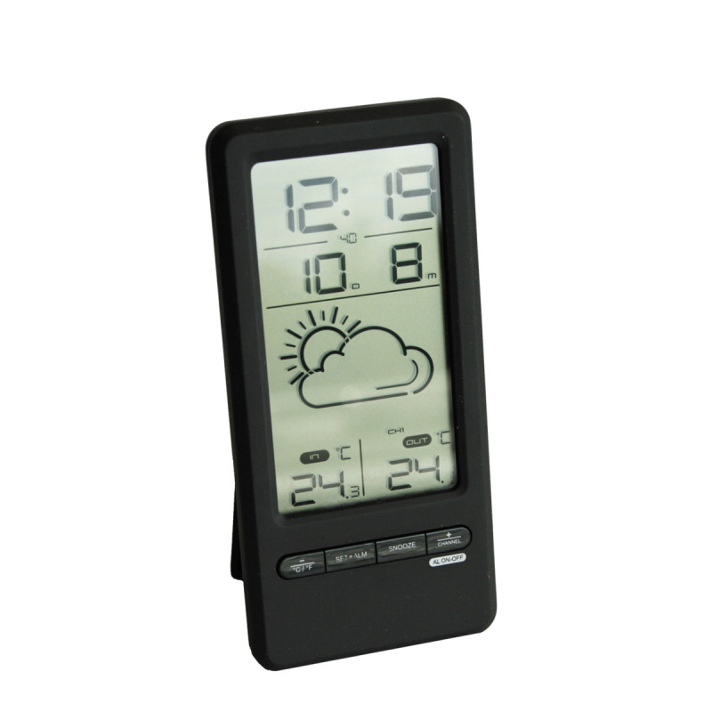 Ventus W382 Vejrstation Med Inde- Og Udetemperatur   Sort