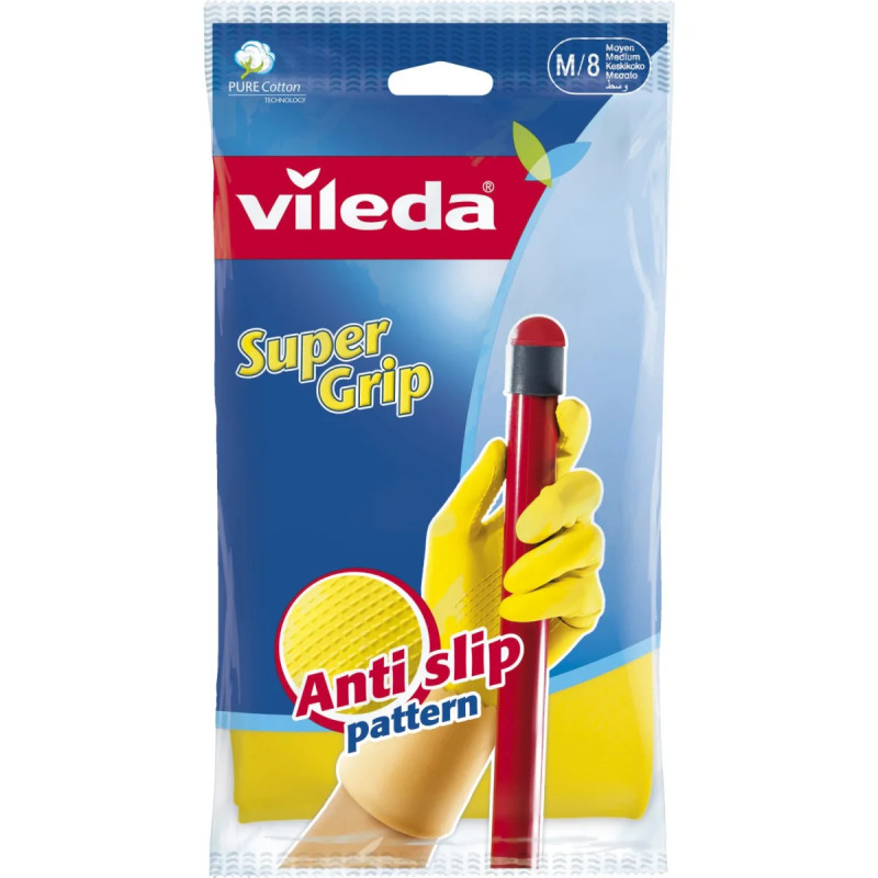 Vileda Gummihandske Super Grip Gul Str