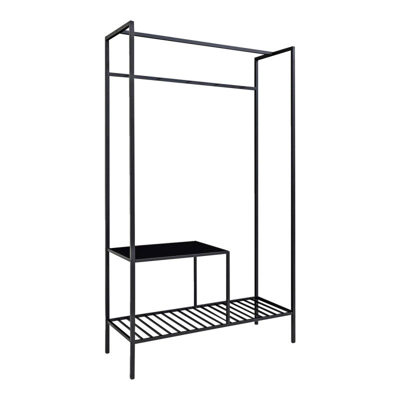 Garderobe   Sort Ramme Og To Sorte Hylder 3604070
