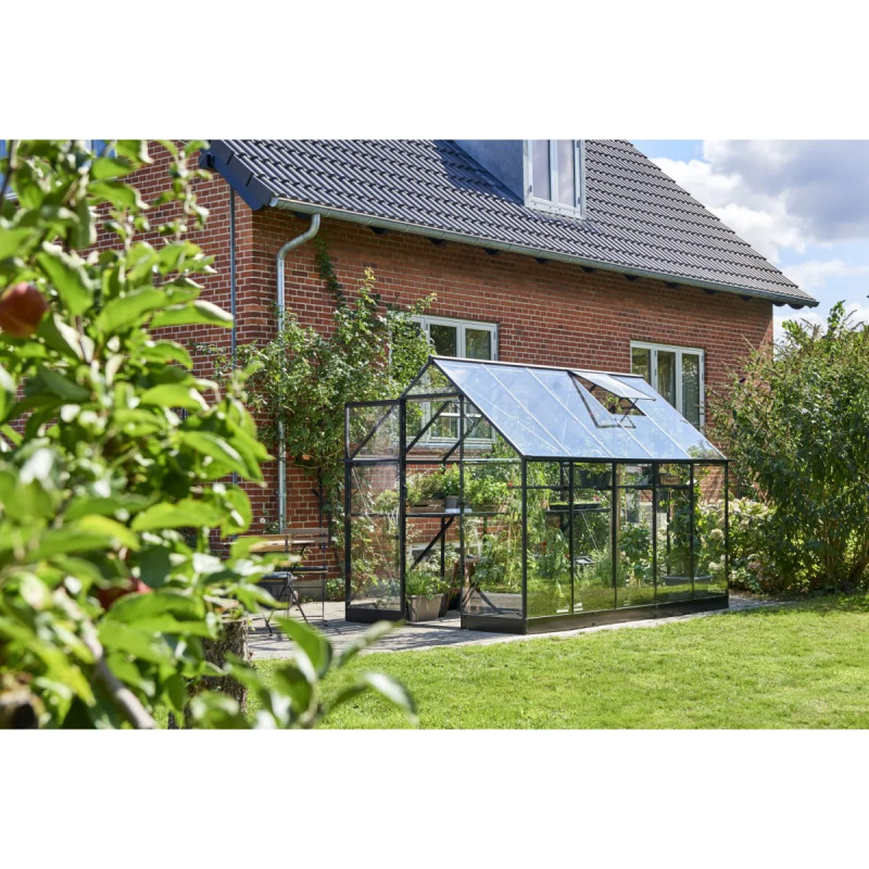 Halls Qube 610     Mâ  Sort      Mm Hærdet Glas Drivhus