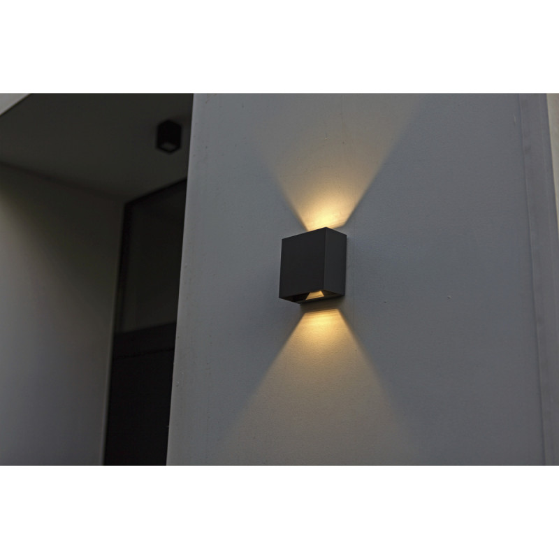 Lutec Væglampe Udendørs Gemini Beams Sort 110x110x60mm  Med   Forskellige Lysmønstre