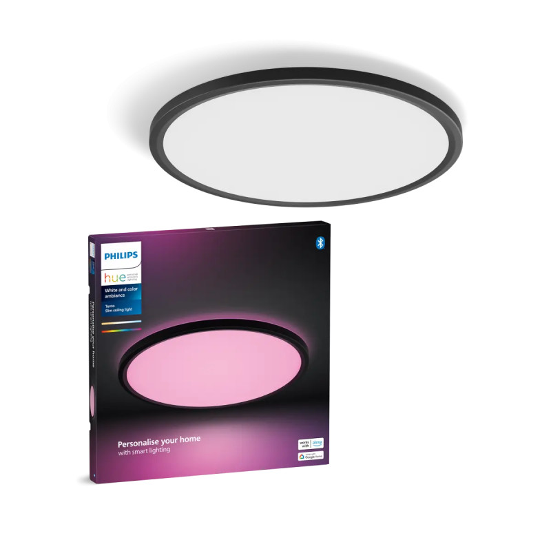 Philips Hue Tento White And Color Ambiance Rundt Led Loftpanel Sort 42   Cm