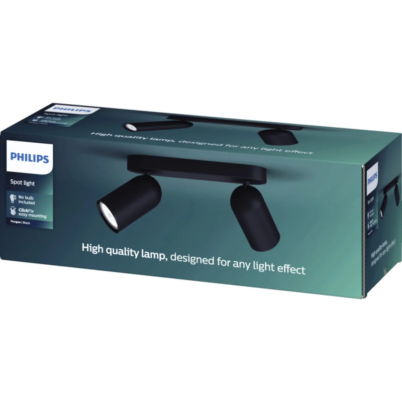 Philips Myliving Pongee Loft- Vægspot Sort Med   Spots