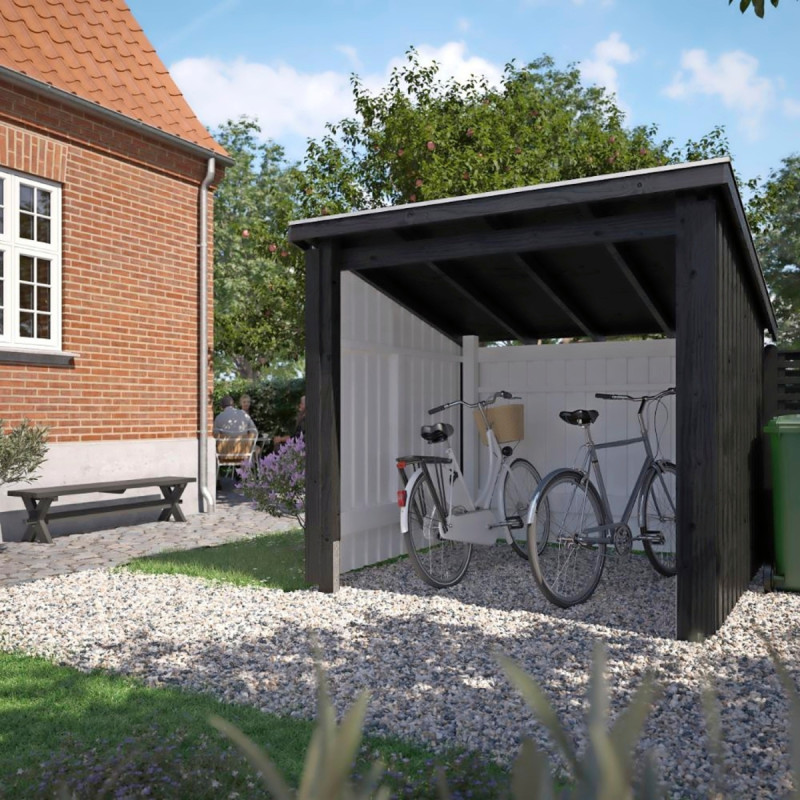 Plus Nordic Cykelskur   Mâ    Modul åben Inkl  Tagpap Alulister Stolpefødder  168566-