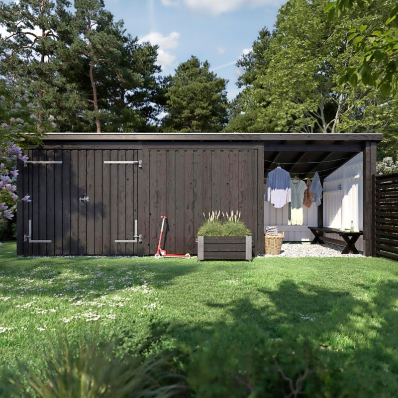 Plus Nordic Multi Havehus 14 Mâ    Moduler   Dobbeltdør Og Lukket åben Front Inkl  Tagpap Alulister 1685915-