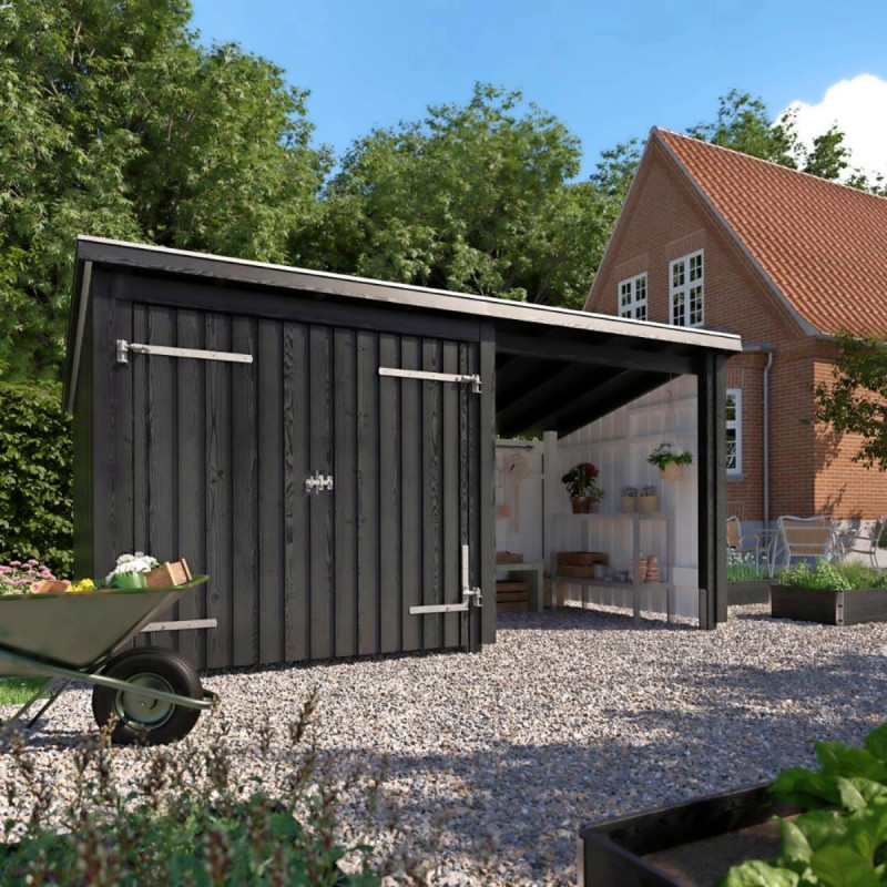 Plus Nordic Multi Havehus     Mâ    Moduler   Dobbeltdør Og åben Front Inkl  Tagpap Alulister Stolpefødder 1685806-